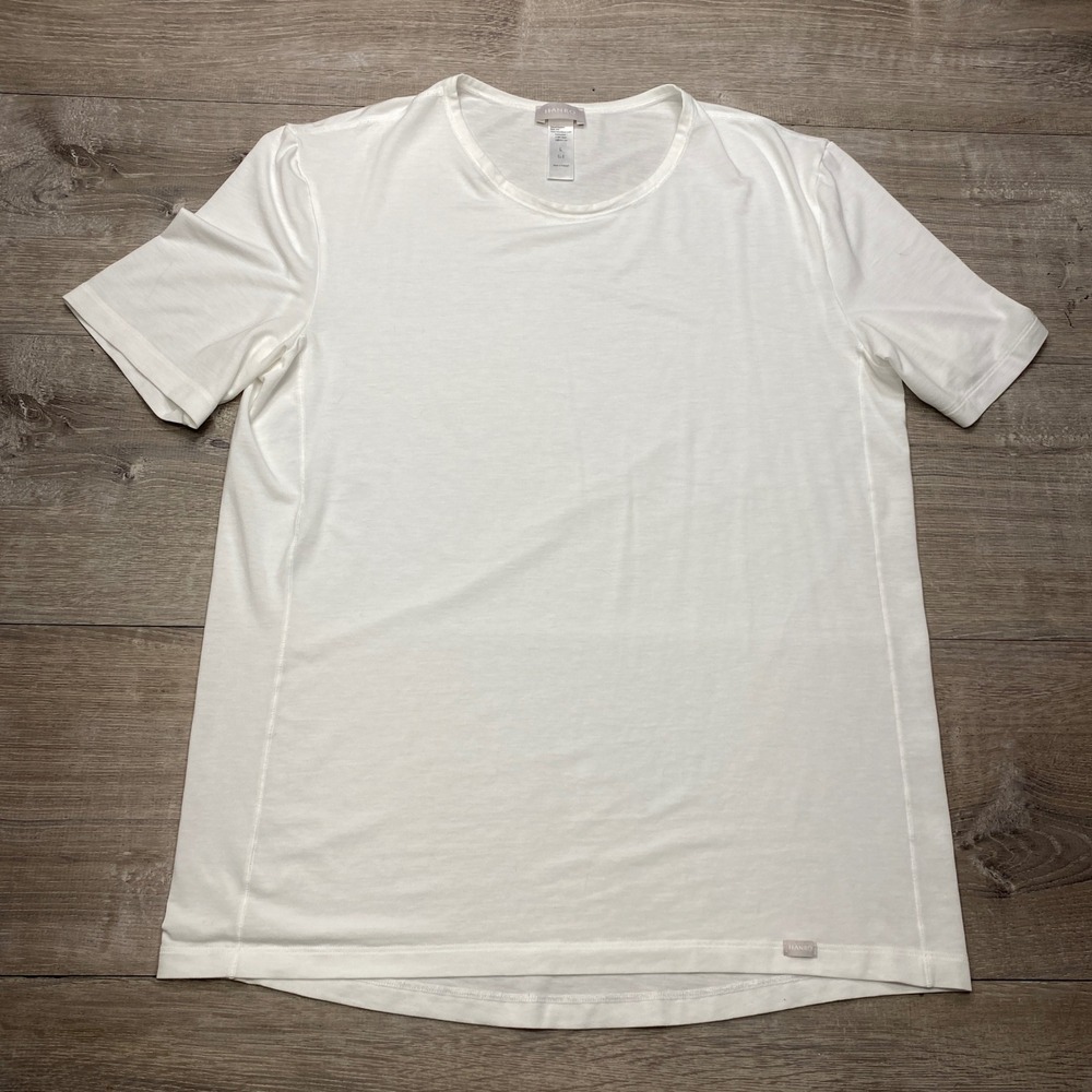 Hanro Natural Function T-Shirt Mens L White Short Sleeveb Crew Neck Luxury